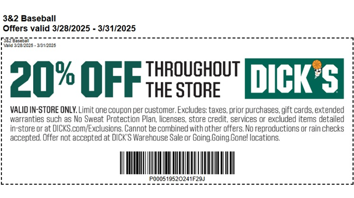 Shop Weekend FRI-MON at Dick's Sports 20% OFF