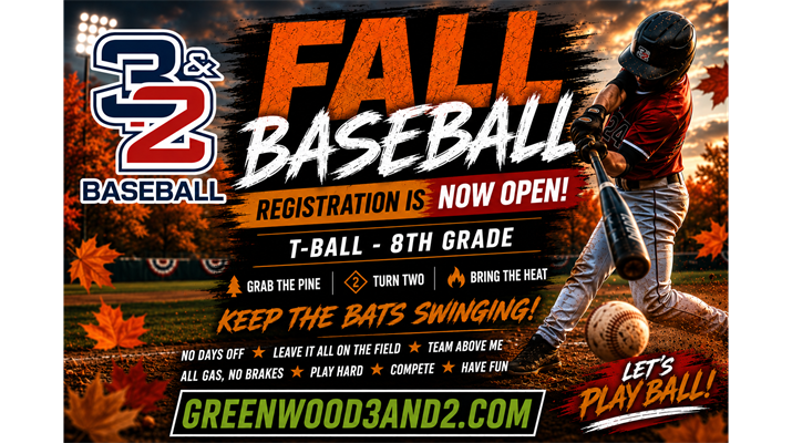 Greenwood 3&2 Fall Ball Registration is Now Open